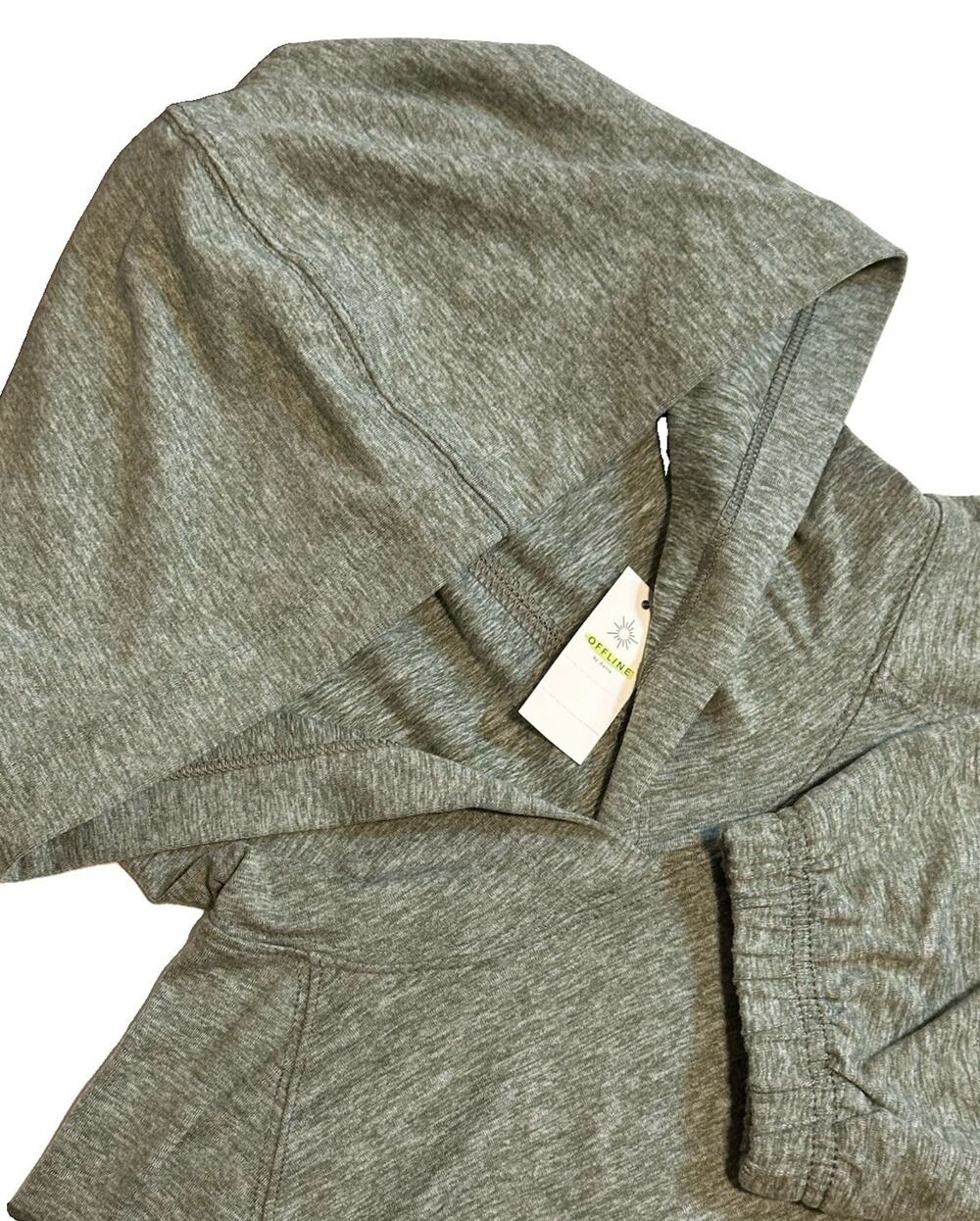 NWT Offline By Aerie Heathered Olive Fun Weekend Away Hoodie SZ M